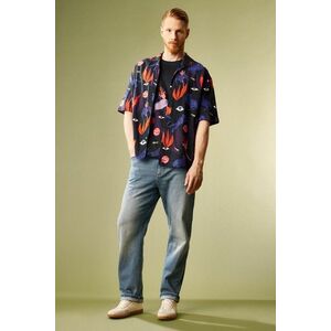 Medicine camasa barbati, culoarea albastru marin, relaxed imagine