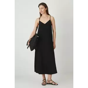 Medicine rochie din amestec de in culoarea negru, maxi, oversize imagine