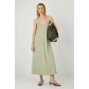 Medicine rochie din amestec de in culoarea verde, maxi, oversize imagine
