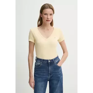 Tommy Jeans tricou femei, culoarea galben, DW0DW17385 imagine