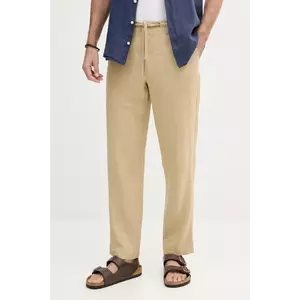 United Colors of Benetton pantaloni din in culoarea albastru marin, mulata imagine