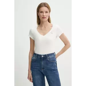 Tommy Jeans tricou din bumbac femei, culoarea alb, DW0DW20458 imagine