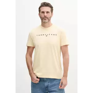 Tommy Jeans tricou din bumbac barbati, culoarea galben, cu imprimeu, DM0DM20744 imagine