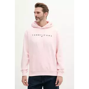Tommy Jeans bluza barbati, culoarea roz, cu glugă, cu imprimeu, DM0DM20746 imagine