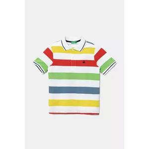 United Colors of Benetton tricouri polo din bumbac pentru copii culoarea alb, cu imprimeu, 39QAC301T imagine