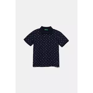 United Colors of Benetton tricouri polo din bumbac pentru copii culoarea bleumarin, cu imprimeu, 3H35G300X imagine