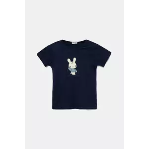 United Colors of Benetton tricou din bumbac pentru bebelusi culoarea bleumarin, cu imprimeu, 3I9WA1062 imagine