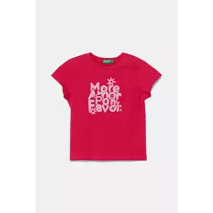 United Colors of Benetton tricou de bumbac pentru copii culoarea roz, 3JERG10J3 imagine