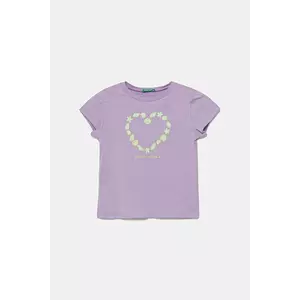 United Colors of Benetton tricou de bumbac pentru copii culoarea violet, 3JERG10J3 imagine