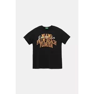 United Colors of Benetton tricou de bumbac pentru copii culoarea negru, cu imprimeu, 3JERC10PE imagine