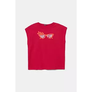 United Colors of Benetton tricou de bumbac pentru copii culoarea roz, 3JERC10PB imagine
