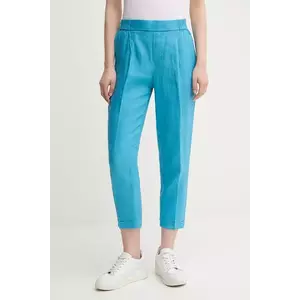United Colors of Benetton pantaloni din in femei, fason tigareta, high waist, 4AGH558X5 imagine