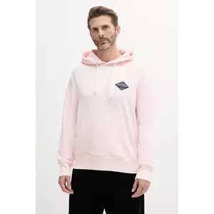 Tommy Jeans hanorac de bumbac bărbați, culoarea roz, cu glugă, cu imprimeu, DM0DM20840 imagine