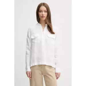 Mos Mosh bluza din in femei, culoarea alb, neted, 168430 imagine