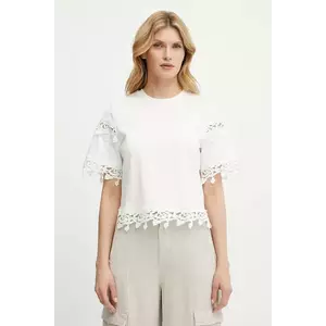 Morgan tricou din bumbac DFUTUR femei, culoarea alb, DFUTUR imagine