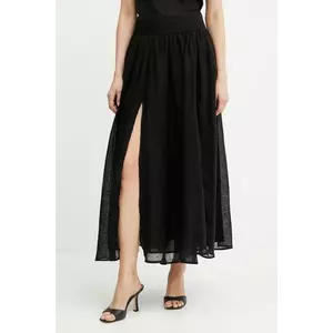 Luisa Spagnoli fustă din in culoarea negru, maxi, evazati, 542137 imagine