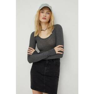 American Vintage longsleeve din bumbac culoarea gri imagine