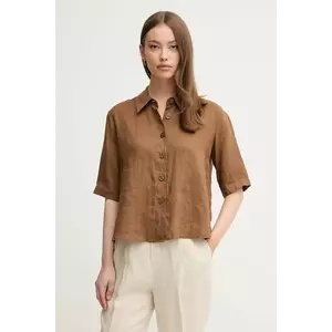 United Colors of Benetton camasa de in culoarea maro, cu guler clasic, regular imagine