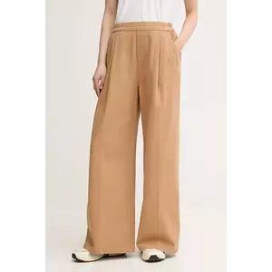 United Colors of Benetton pantaloni de bumbac culoarea bej, lat, high waist, 4DUKDF01B imagine