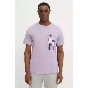 BOSS Green tricou bărbați, culoarea violet, cu imprimeu, 50533233 imagine