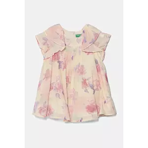 United Colors of Benetton rochie din bumbac pentru copii culoarea roz, mini, evazati, 4HYUGV02B imagine
