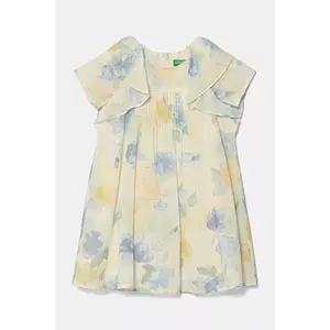 United Colors of Benetton rochie din bumbac pentru copii culoarea bej, mini, evazati, 4HYUGV02B imagine