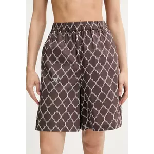 Max Mara Beachwear pantaloni scurți de plajă din bumbac culoarea maro, 2516141029600 imagine