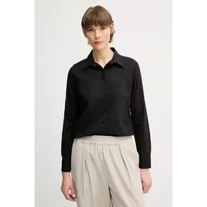 United Colors of Benetton cămașă din bumbac femei, culoarea negru, cu guler clasic, regular, 5WPQDQ0AX imagine