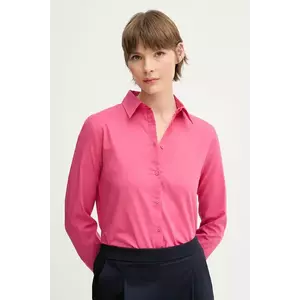 United Colors of Benetton cămașă din bumbac femei, culoarea roz, cu guler clasic, regular, 5WPQDQ0AX imagine