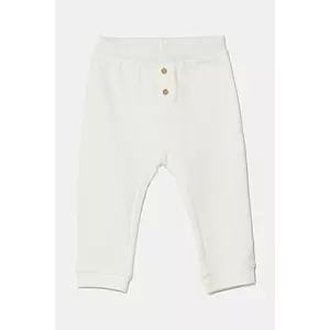 United Colors of Benetton pantaloni din bumbac pentru bebeluși culoarea alb, uni, 3X3MAF027 imagine