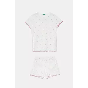 United Colors of Benetton pijamale de bumbac pentru copii culoarea alb, cu imprimeu, 33ON0P08A imagine