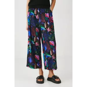 Medicine pantaloni din amestec de in culoarea negru, lat, high waist imagine