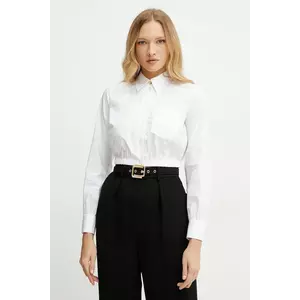 Elisabetta Franchi cămașă din bumbac culoarea alb, cu guler clasic, slim, CA11752E2 imagine