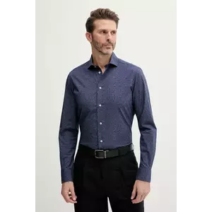 United Colors of Benetton cămașă din bumbac culoarea bleumarin, cu guler italian, slim, 56UAUQ05W imagine
