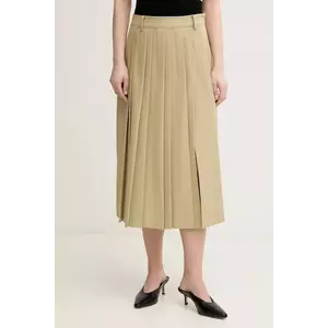 Sisley fustă culoarea verde, midi, evazati, 4KVXL002M imagine