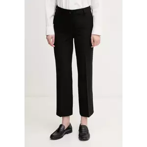 Sisley pantaloni culoarea negru, drept, high waist, 4KVXLE02X imagine