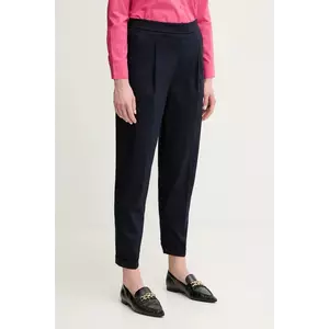 United Colors of Benetton pantaloni culoarea bleumarin, fason tigareta, high waist, 40FADF092 imagine