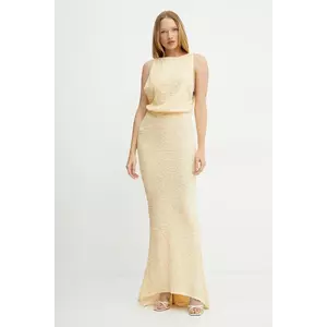 Elisabetta Franchi rochie de catifea culoarea galben, maxi, mulata, ABR5252E2 imagine