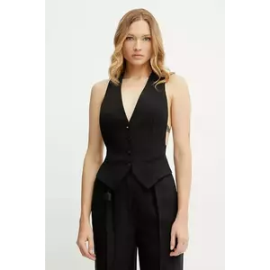 Elisabetta Franchi vestă din amestec de lână culoarea negru, un singur rand de nasturi, GL00452E2 imagine