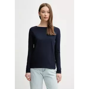 United Colors of Benetton longsleeve din bumbac culoarea bleumarin, 3096D109E imagine
