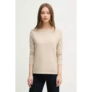 United Colors of Benetton longsleeve din bumbac culoarea bej, 3096D109E imagine
