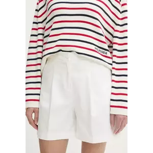 United Colors of Benetton pantaloni scurți culoarea alb, uni, high waist, 40FAD901U imagine