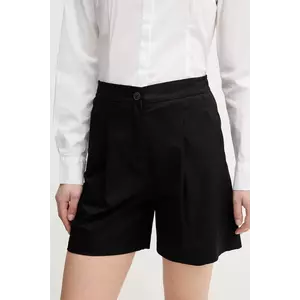 United Colors of Benetton pantaloni scurți culoarea negru, uni, high waist, 40FAD901U imagine