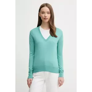United Colors of Benetton pulover din amestec de mătase culoarea turcoaz, light, 1ZRED402L imagine