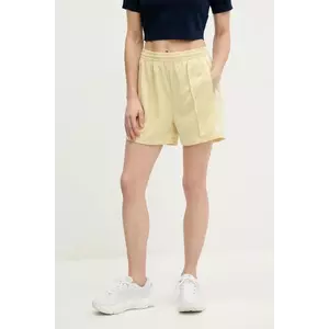 adidas Originals pantaloni scurți Firebird femei, culoarea galben, cu imprimeu, high waist, JD0820 imagine