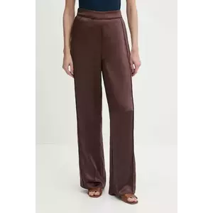 Sisley pantaloni culoarea maro, lat, high waist, 4KANLF06M imagine
