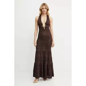 Elisabetta Franchi rochie culoarea maro, maxi, evazati, AM72S52E2 imagine