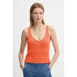 United Colors of Benetton top din bumbac culoarea portocaliu, 1898DH018 imagine