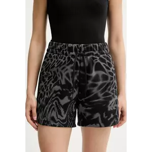 adidas pantaloni scurți W AOP Blur culoarea negru, cu imprimeu, high waist, JD1178 imagine
