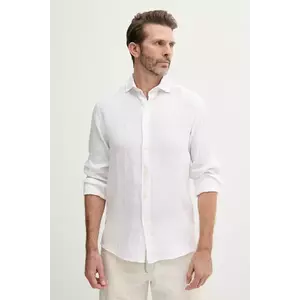 United Colors of Benetton cămașă de in culoarea alb, cu guler italian, slim, 5BKUUQ04Q imagine